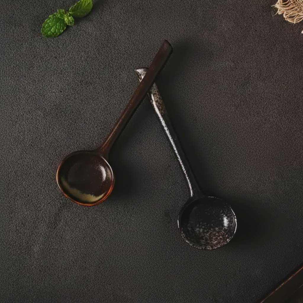 Ceramic 16cm Soup/Dip Spoon - Black