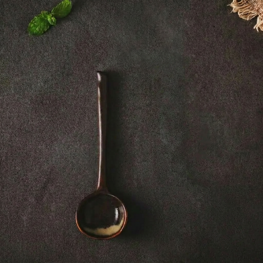 Ceramic 16cm Soup/Dip Spoon - Marbled Brown