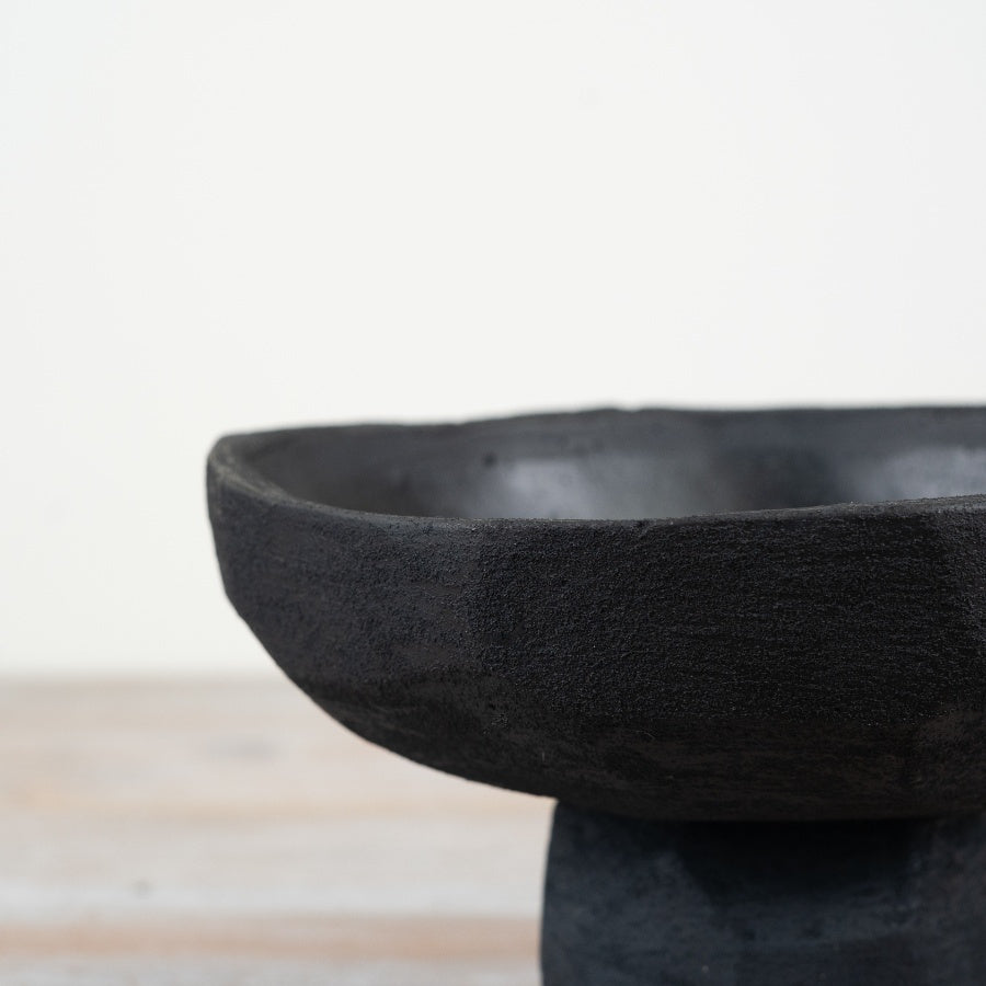 Black Cement Bowl Style Pot, 23cm