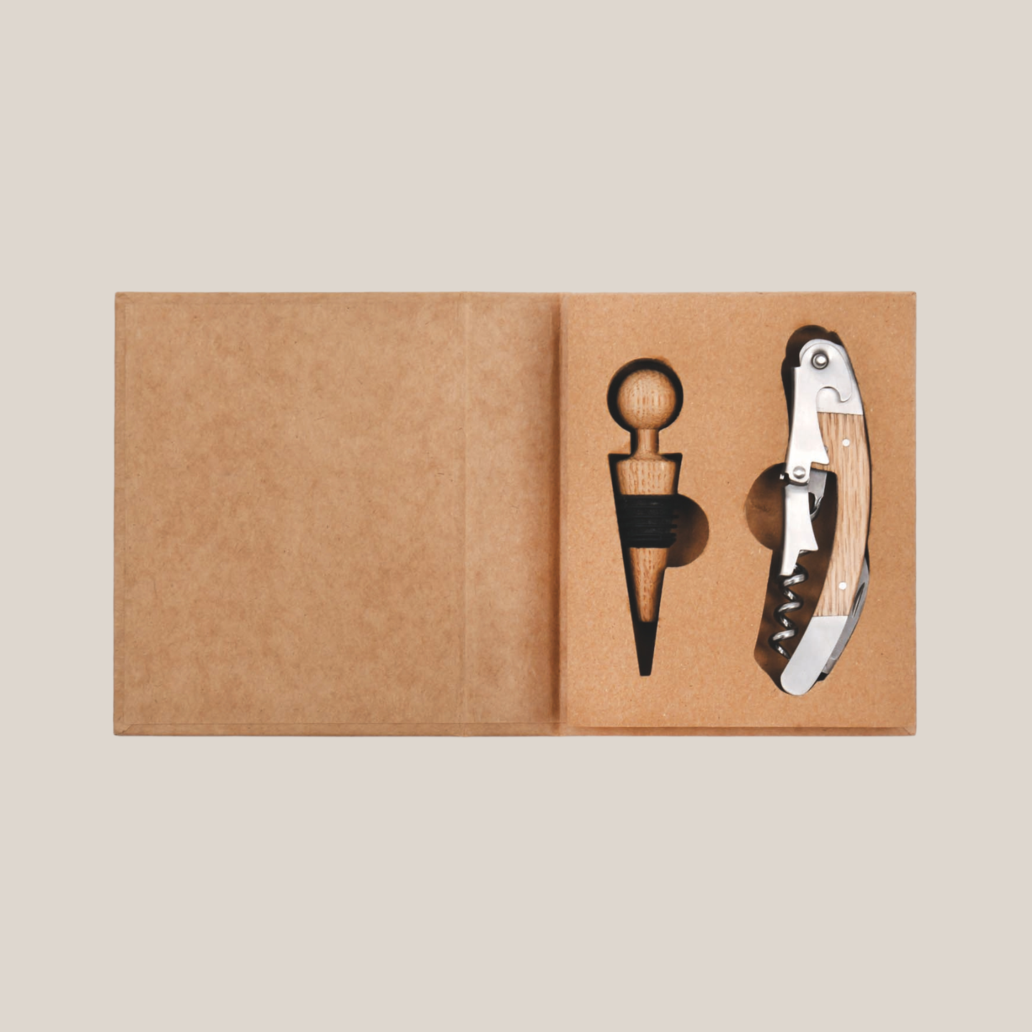 Classic Bottle Opener & Stopper Set - Natural Oak & Stainless Steel