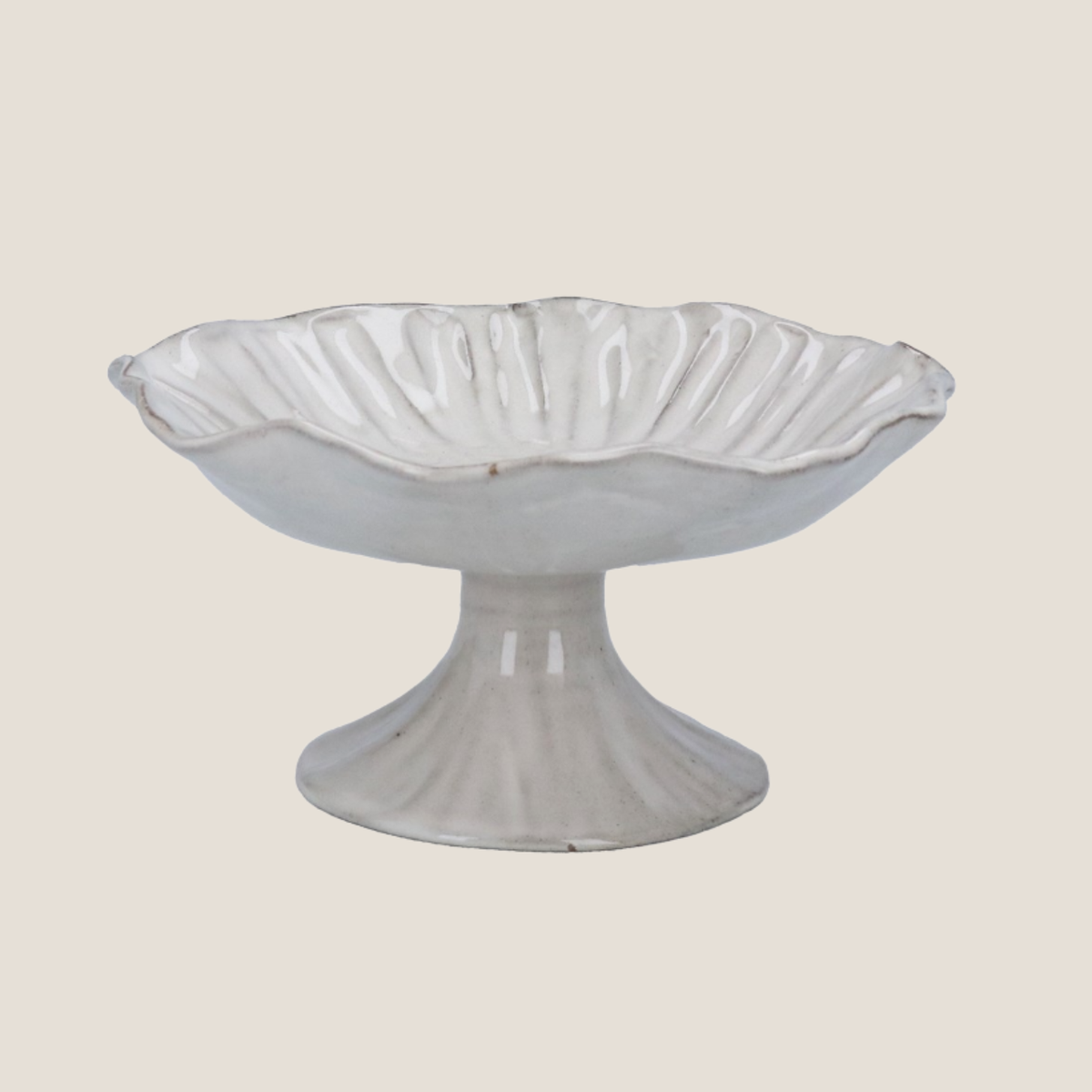 Stoneware Pedestal Bowl - Taupe