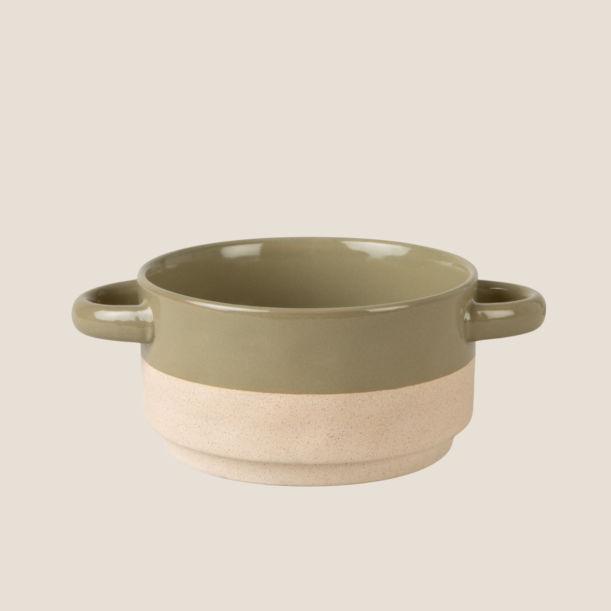 Bladon Half Glazed Bowl - Stoneware/Olive