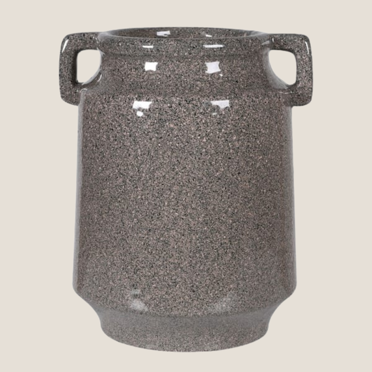Speckled Grey Reactive Glaze Vase with Handles