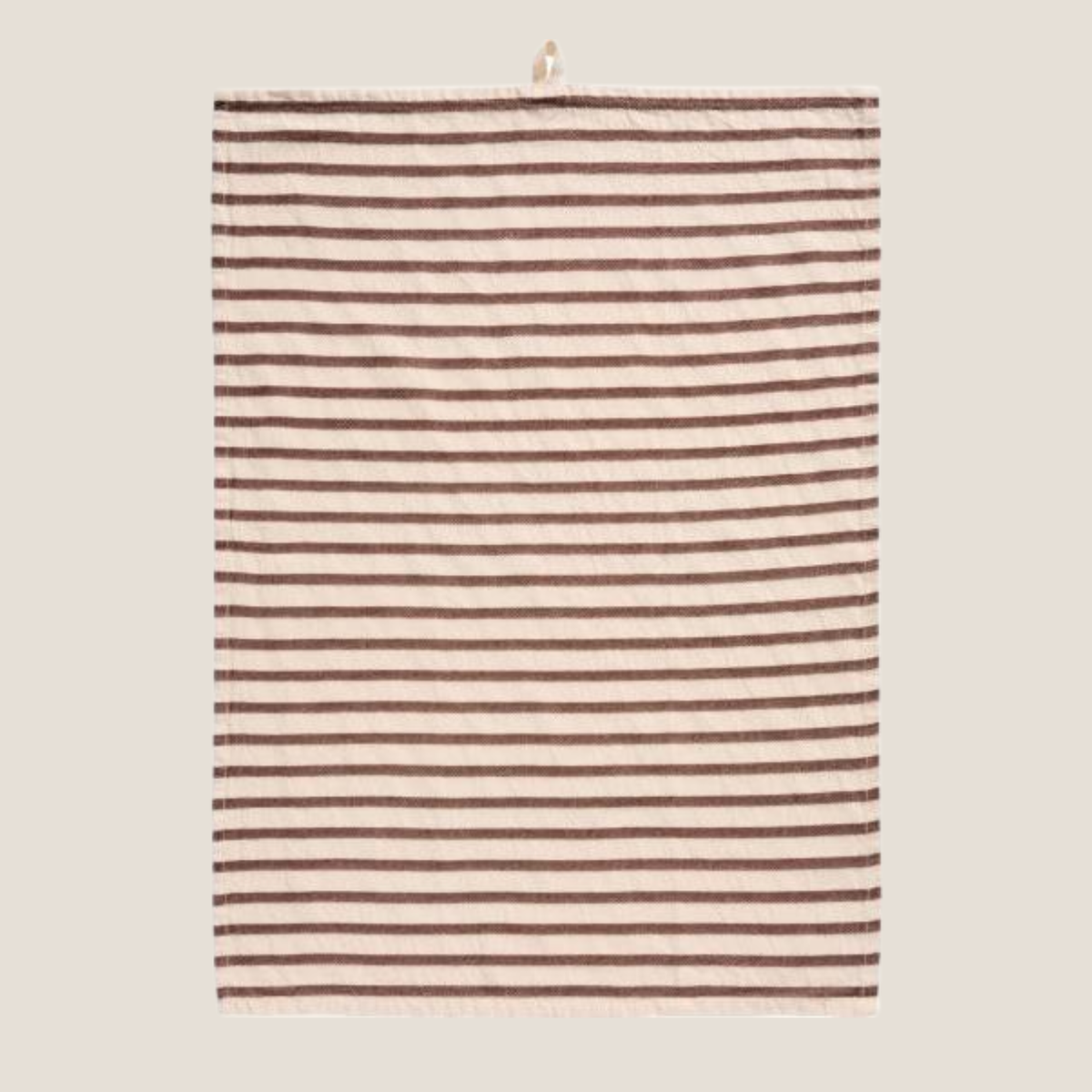 Woven Cotton Tea Towel - Natural/Brown Stripe