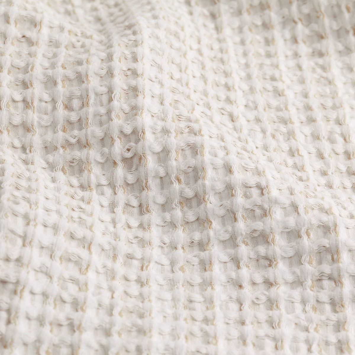 Waffle Textured Cotton Bedspread in Natural