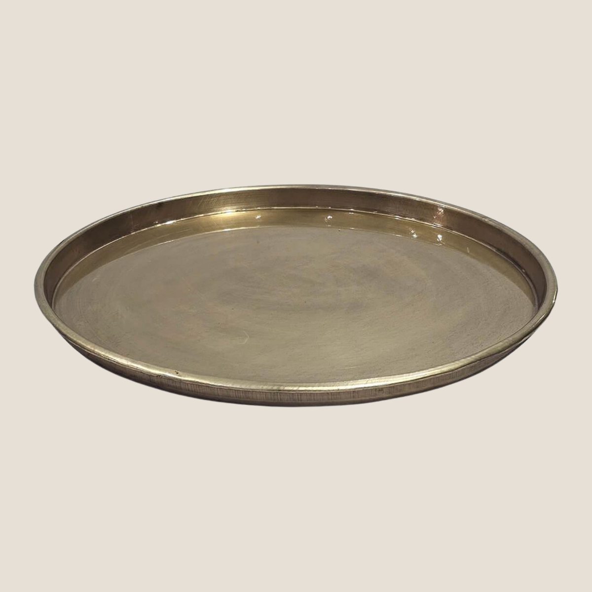 Aurelia Large Round Brass Coloured Iron Tray