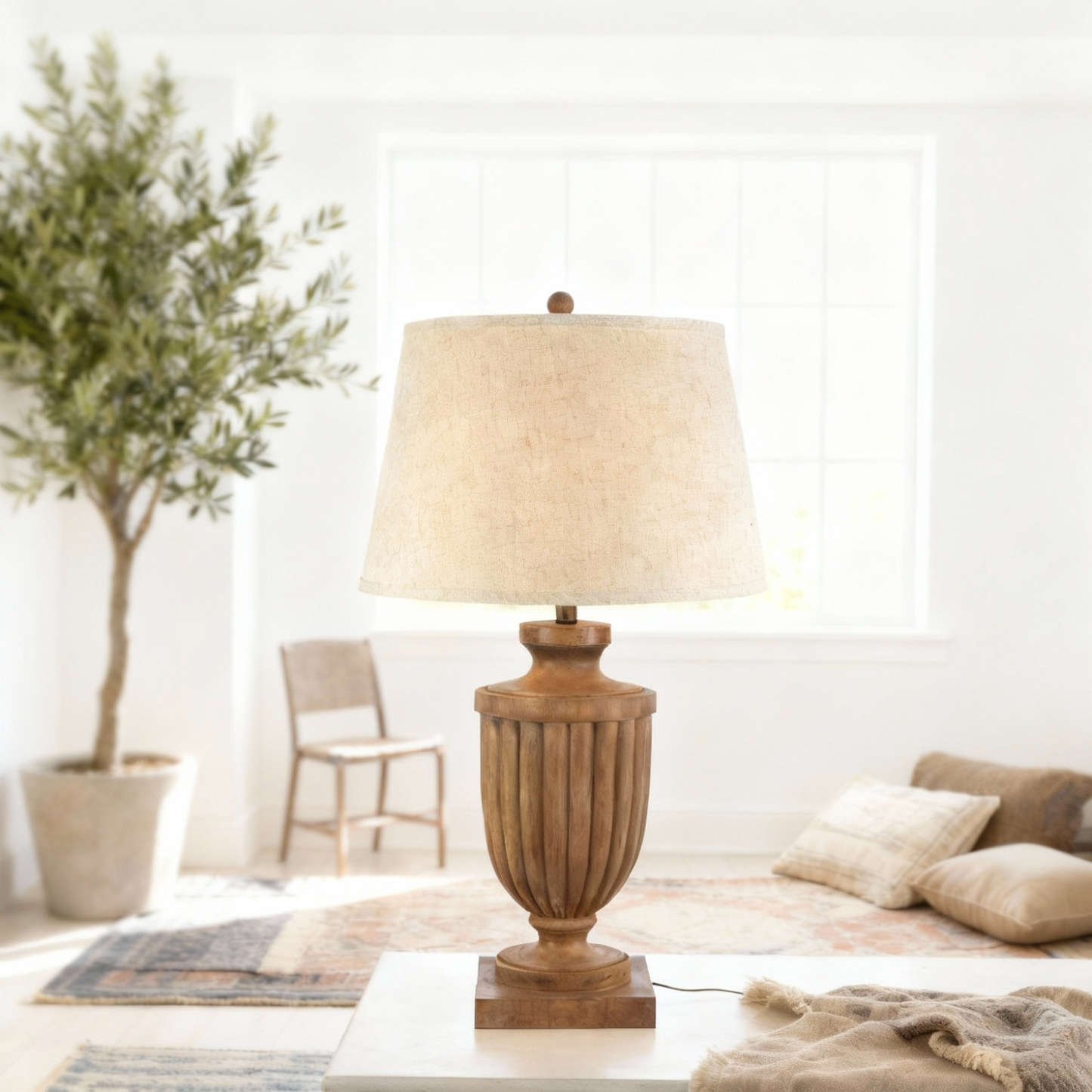 Tassora Table Lamp With Edged Linen Shade