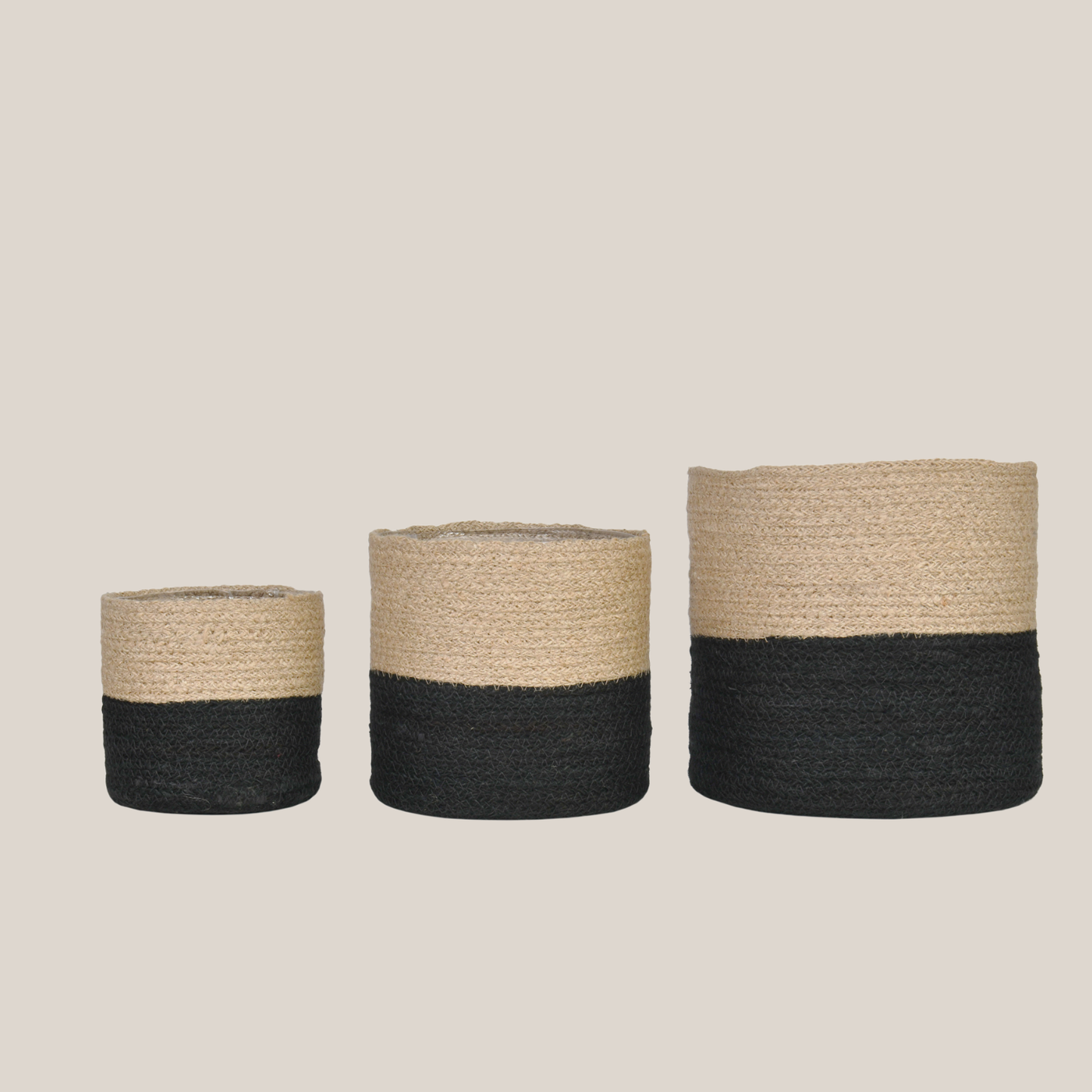 Jute Pots Black & Natural, 3pk