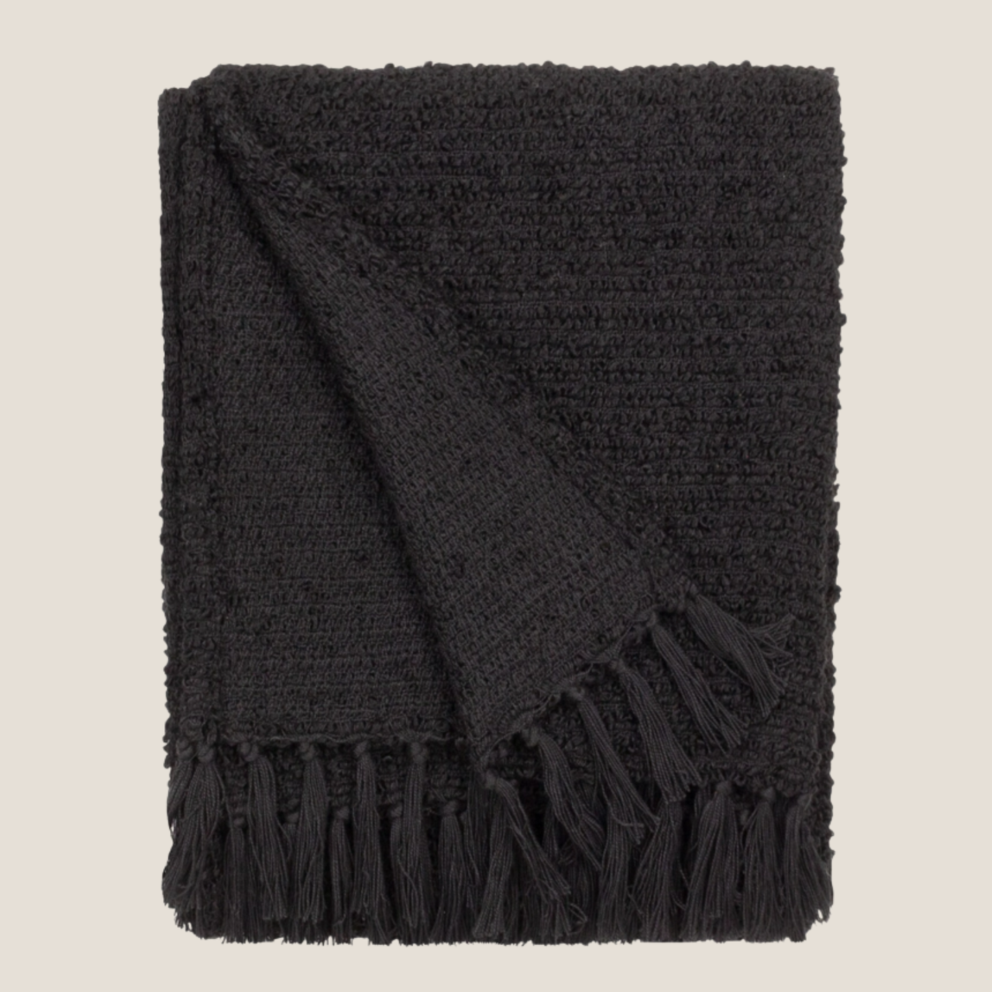 Candar Textured Boucle Throw in Black