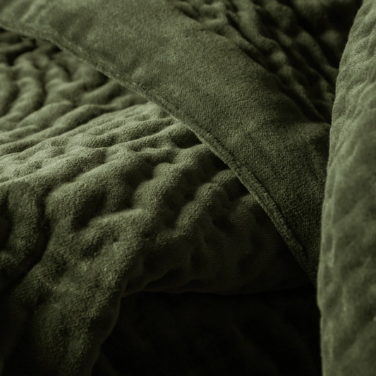 Haze Velvet Quilted Throw in Sage Green