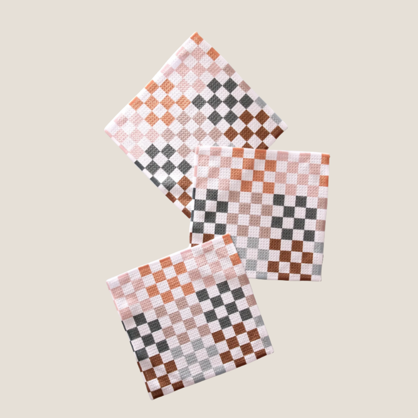 Geometry Autumn Checkers Dishcloth Set, 3pk