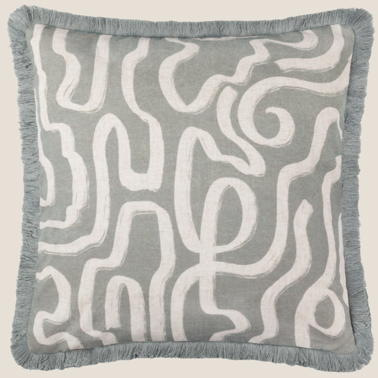 Lina Abstract Printed Cushion in Grey Blue