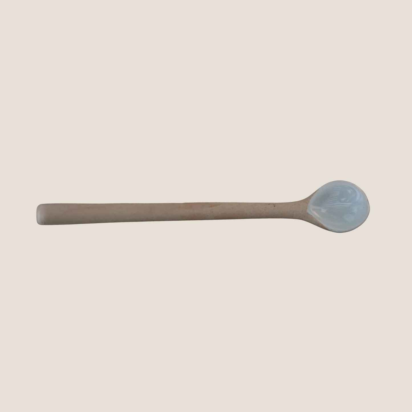 Ceramic 16cm Long Handled Teaspoon - Beige/Cream