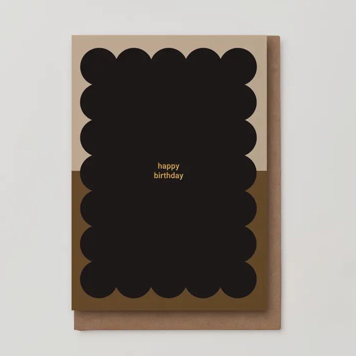 Happy Birthday Greeting Card - Black/Brown Scallop