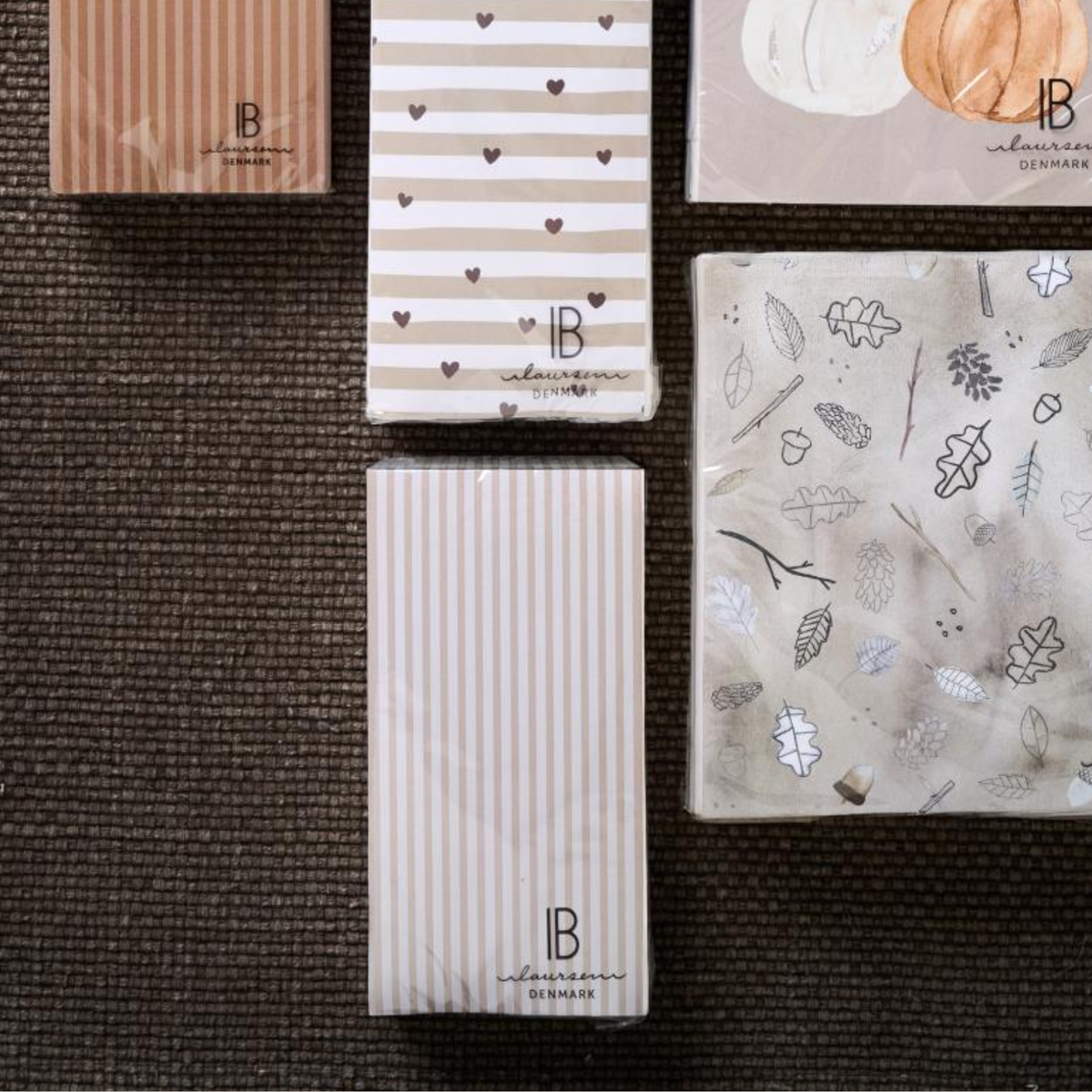Tone-in-Tone Napkins, 10x20cm 16pk - Beige Stripe