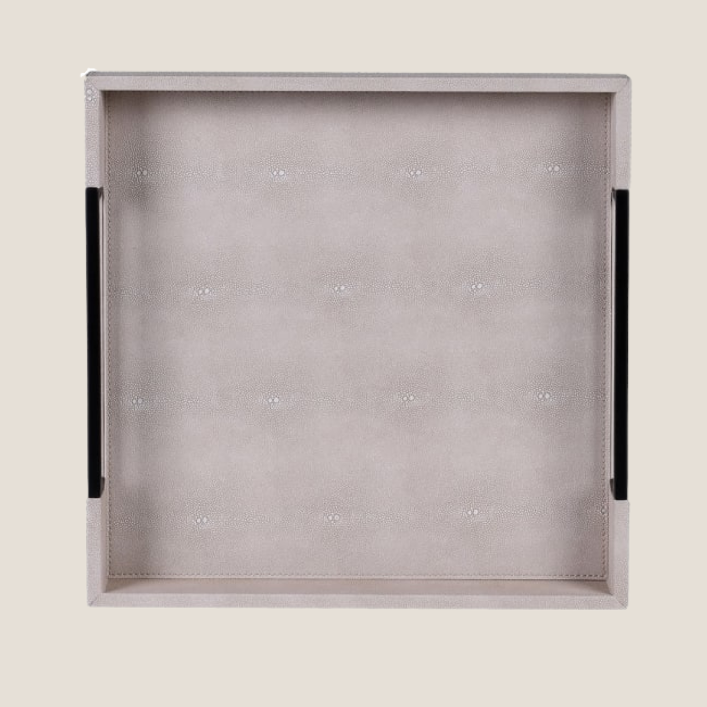 Ivory and Black Faux Shagreen Tray, Large