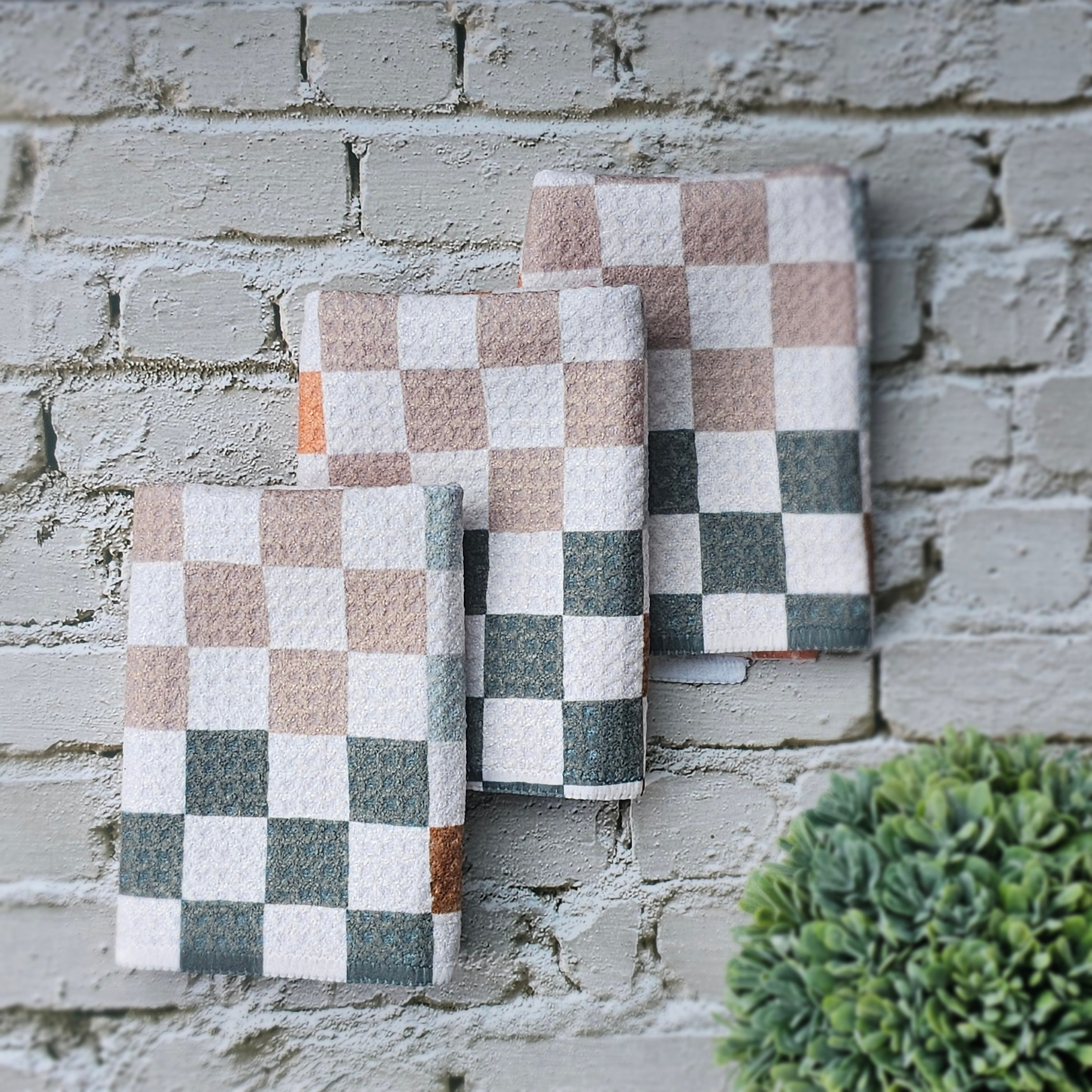 Geometry Autumn Checkers Dishcloth Set, 3pk