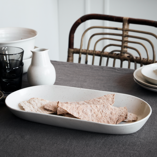 Pion Oblong Serving Dish, Grey/White