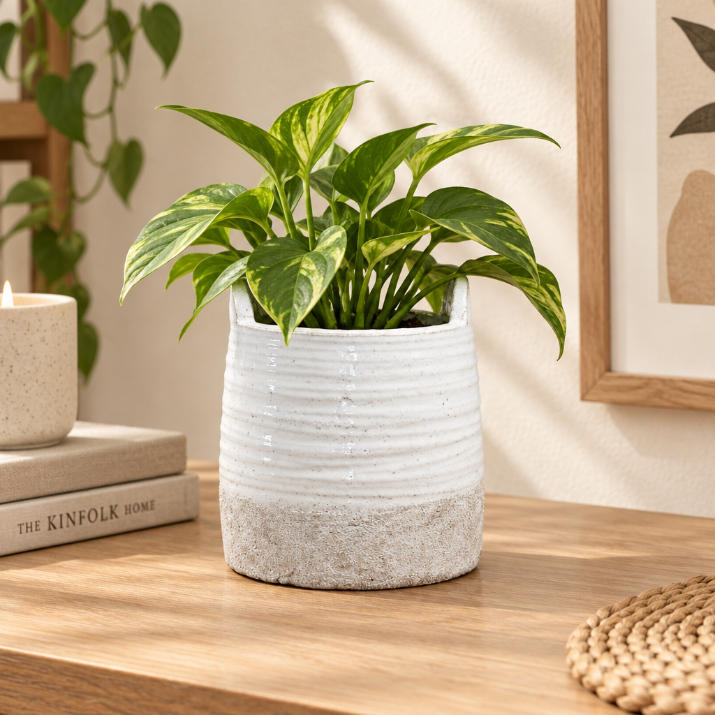 Large Two-Tone Planter with Handles