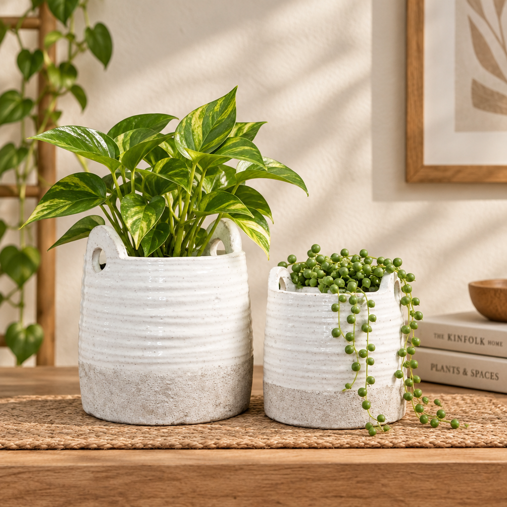Medium Two-Tone Planter with Handles