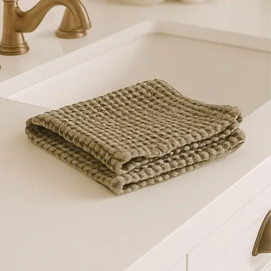Rustic Waffle Face Cloth in Khaki