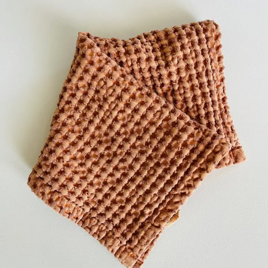 Rustic Waffle Hand Towel in Terracotta
