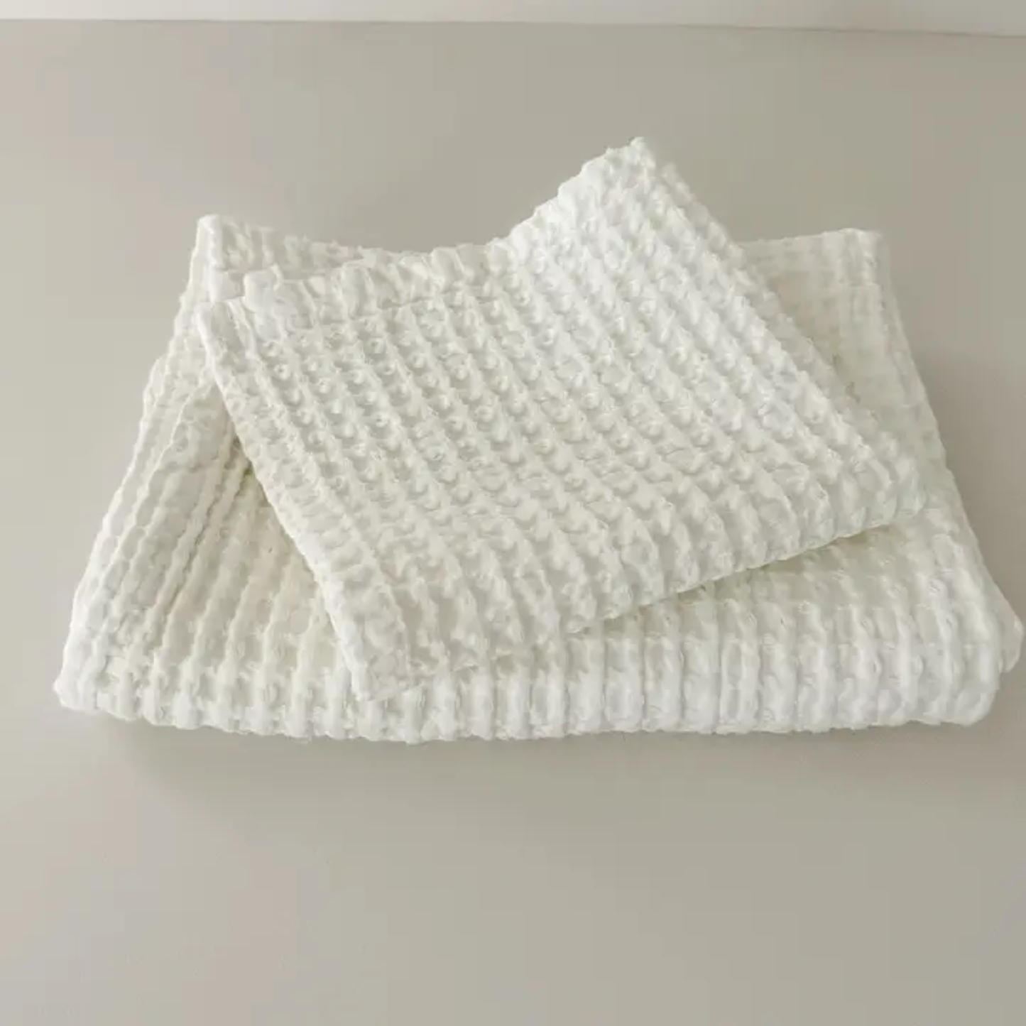Rustic Waffle Hand Towel in White