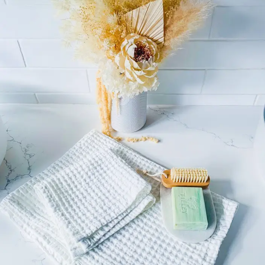 Rustic Waffle Face Cloth in White