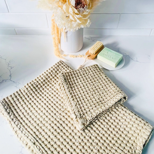 Rustic Waffle Hand Towel in Natural
