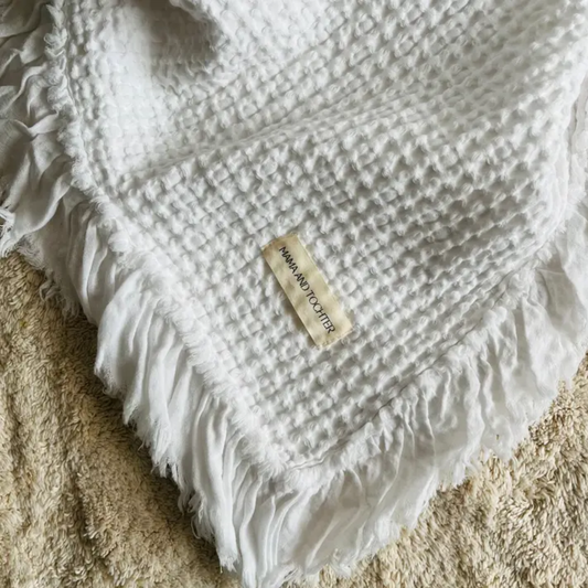 Rustic Waffle Throw in White