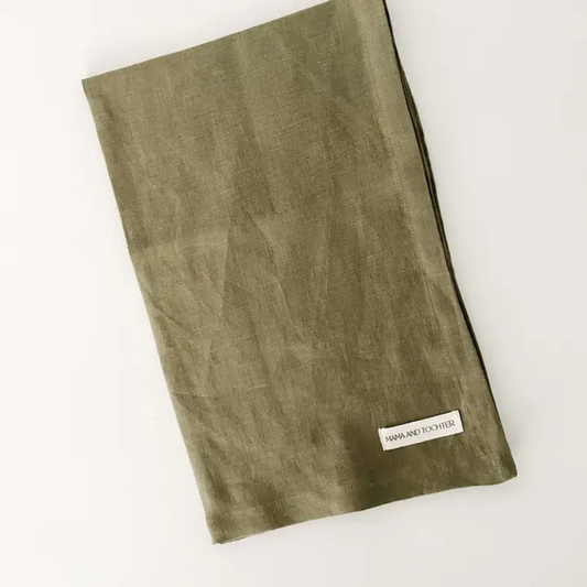 Linen Tea Towel in Olive