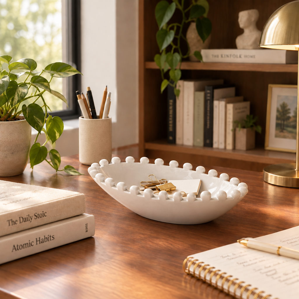 Cream Oval Bobble Bowl