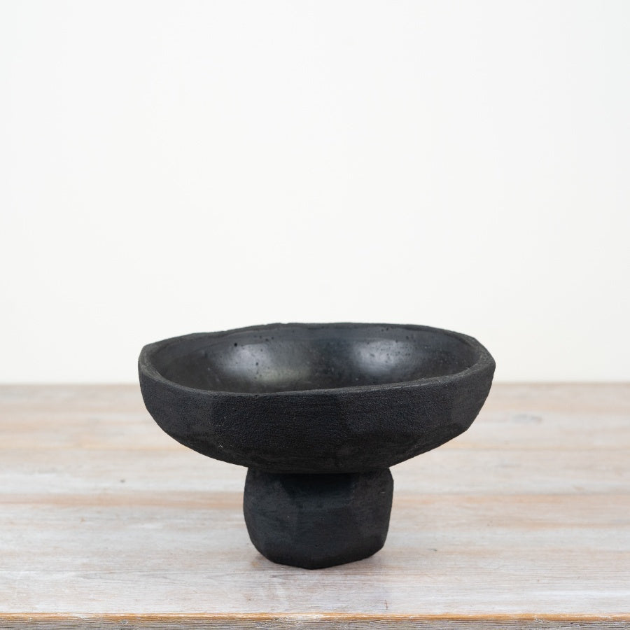 Black Cement Bowl Style Pot, 23cm