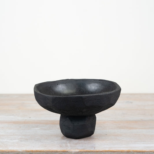 Black Cement Bowl Style Pot, 23cm