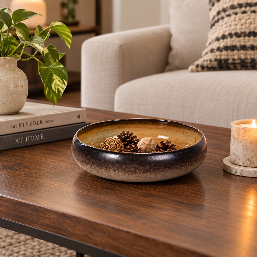 Ochre Crackle Bowl