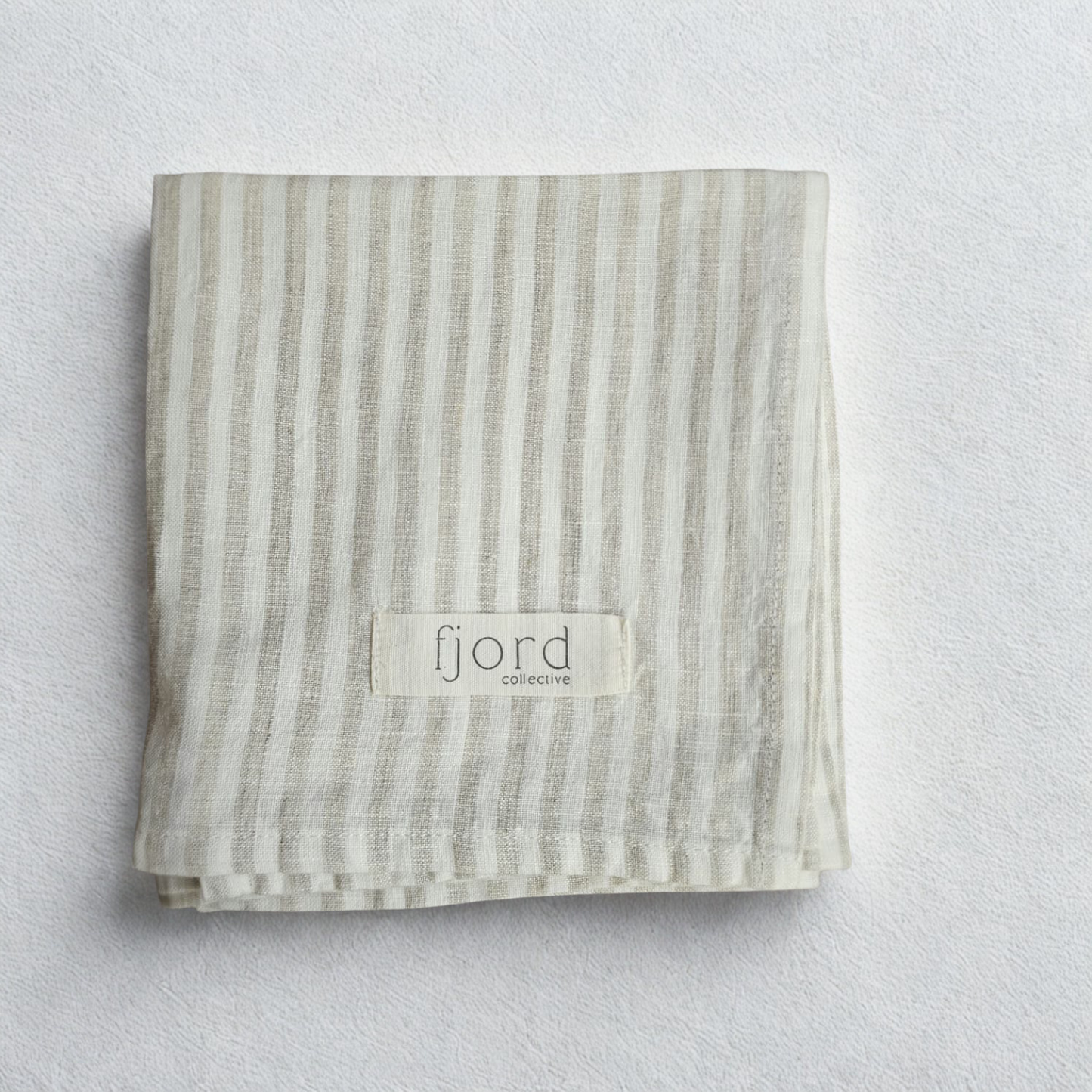 Sand Classic Stripe Linen Teatowel