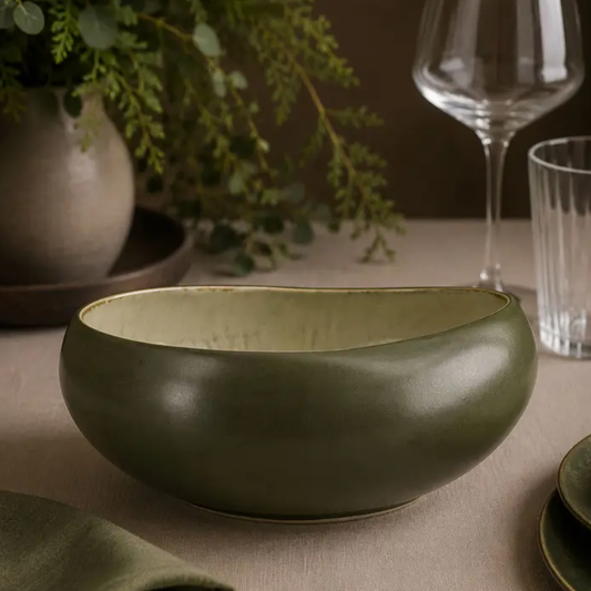 Oli Stoneware 20.5cm Deep Bowl - Green