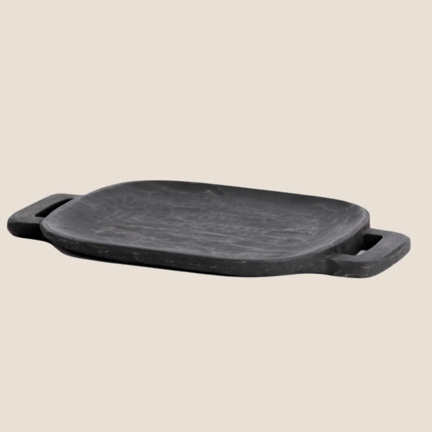 Irsina Large Wooden Platter with Handles - Black