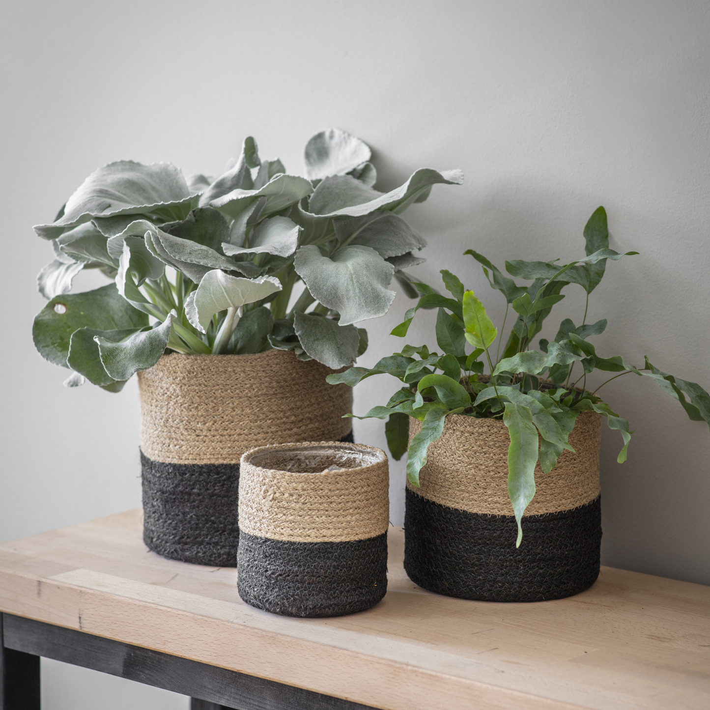 Jute Pots Black & Natural, 3pk