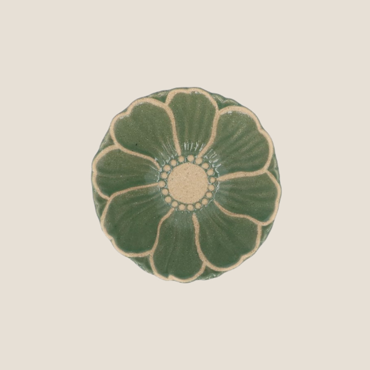 Stoneware Flower Bowl 12.5cm - Green