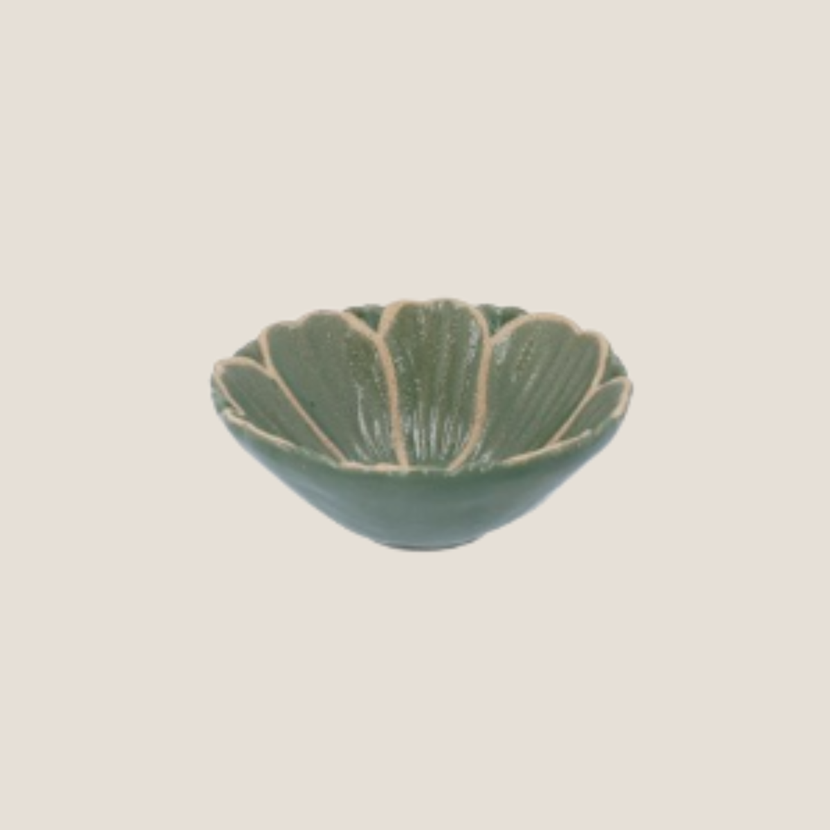 Stoneware Flower Bowl 12.5cm - Green