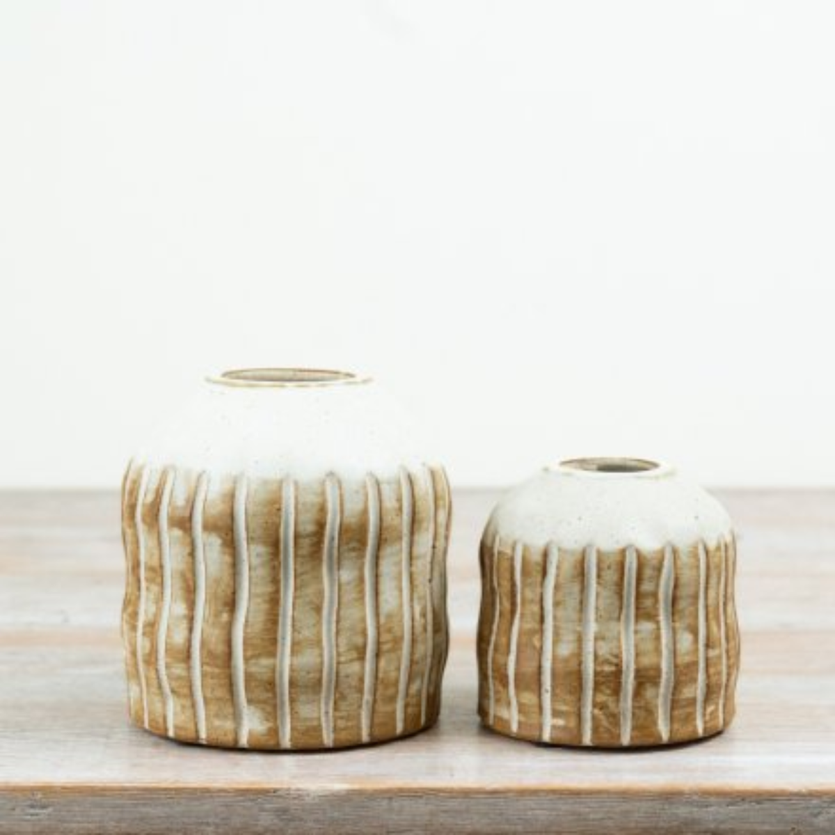 Natural Ribbed Vase - Small