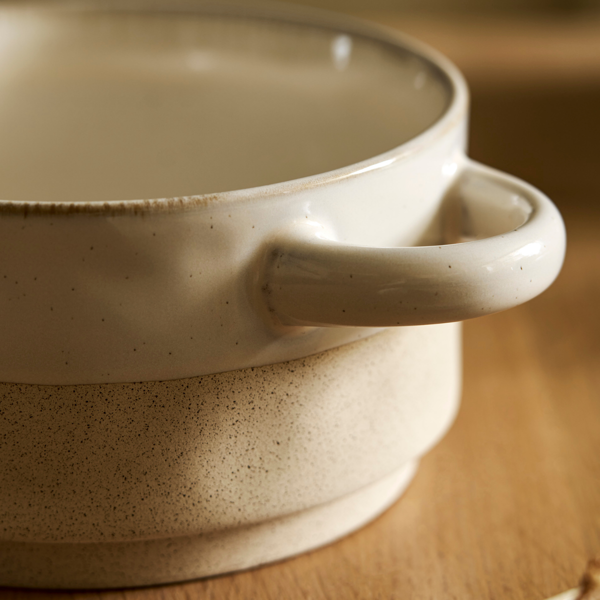 Bladon Half Glazed Bowl - Stoneware/White