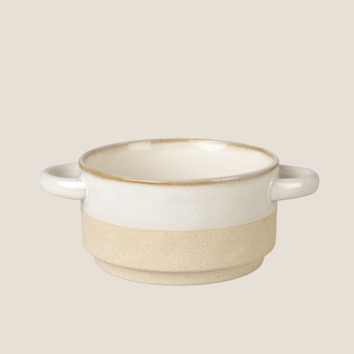 Bladon Half Glazed Bowl - Stoneware/White