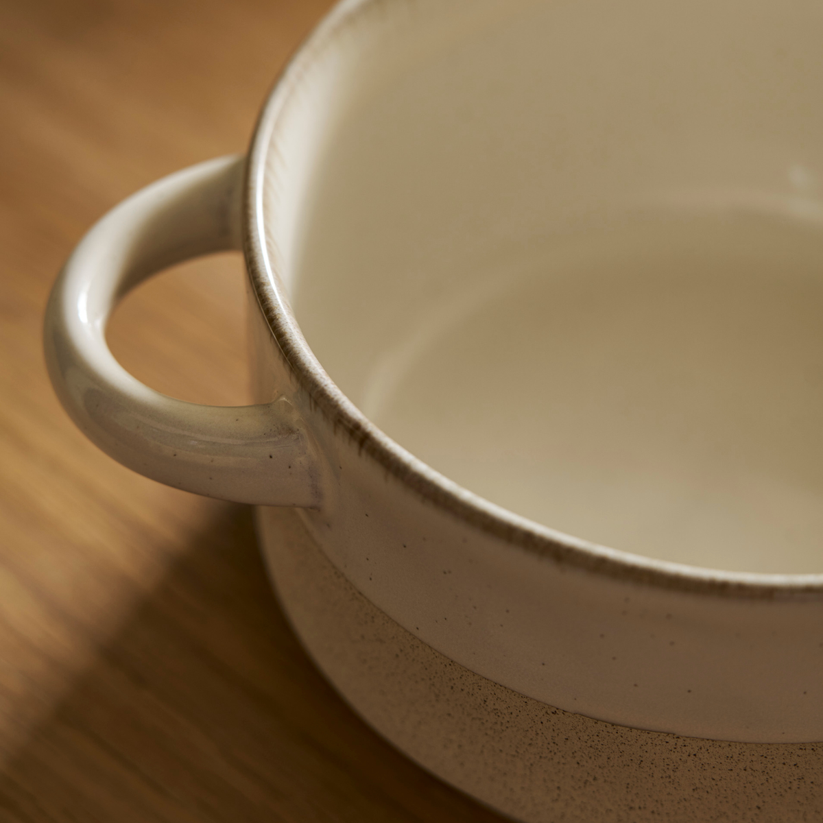 Bladon Half Glazed Bowl - Stoneware/White