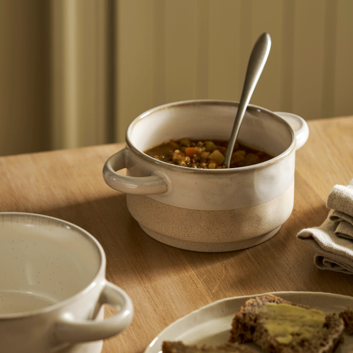 Bladon Half Glazed Bowl - Stoneware/White
