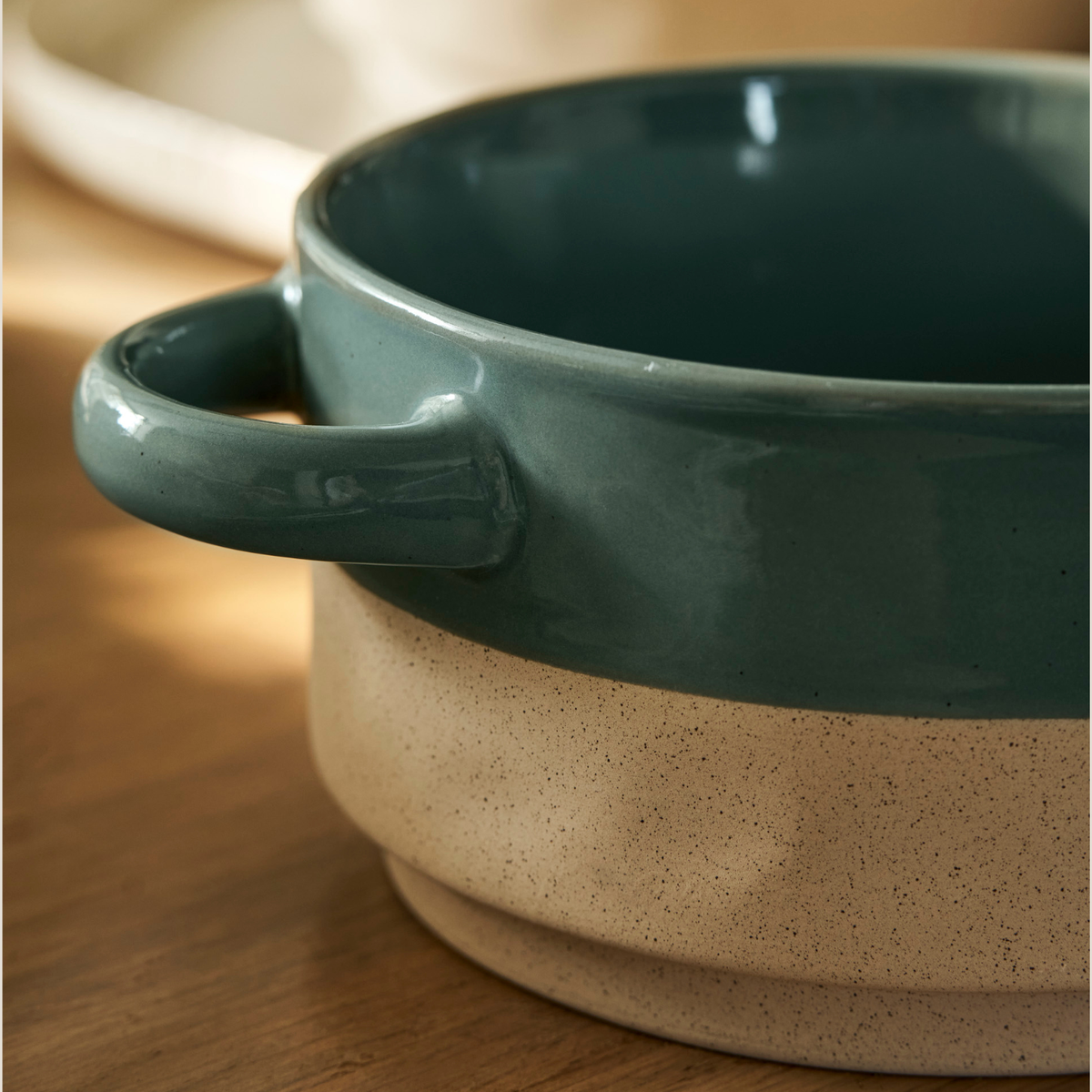Bladon Half Glazed Bowl - Stoneware/Rosemary