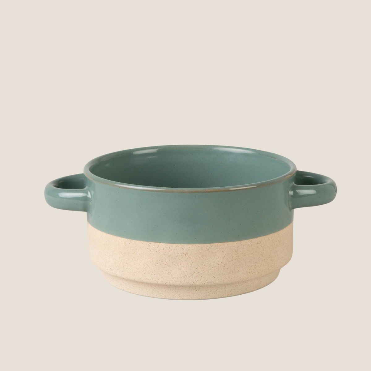 Bladon Half Glazed Bowl - Stoneware/Rosemary