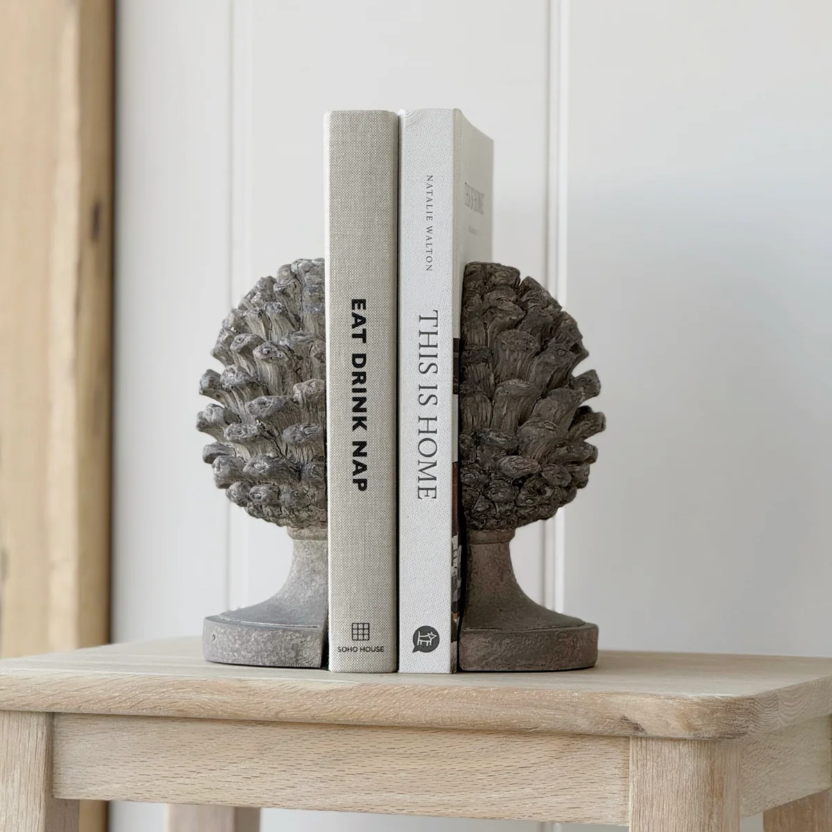 Aged Pinecone Stone Effect Bookends