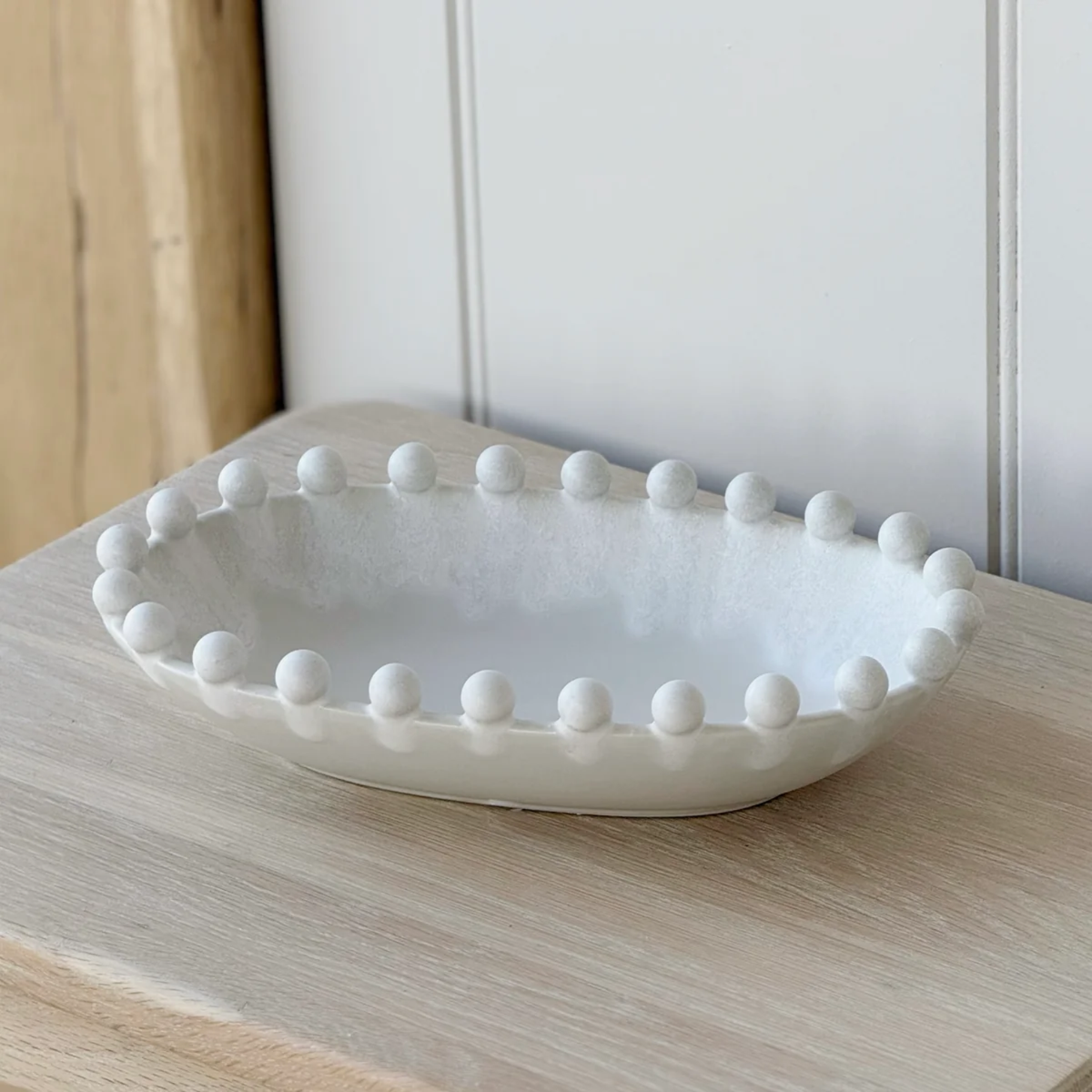 Cream Oval Bobble Bowl